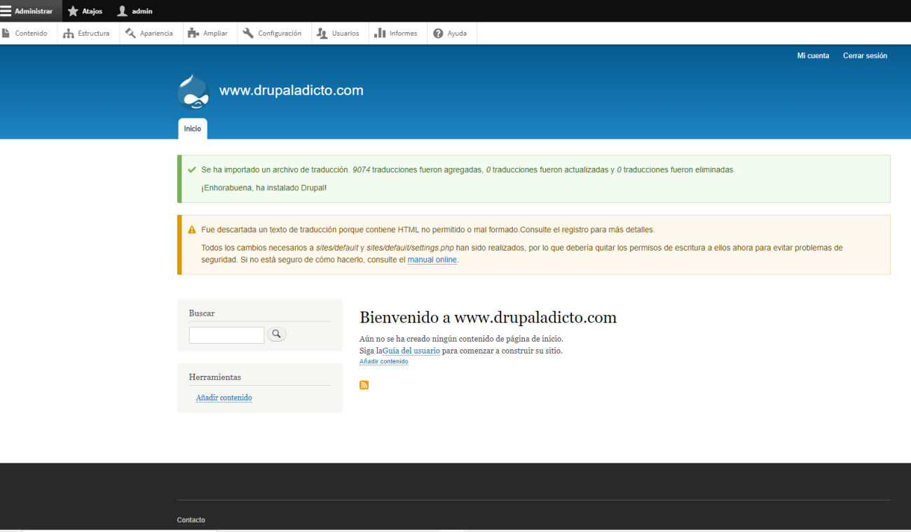 bienvenida drupal